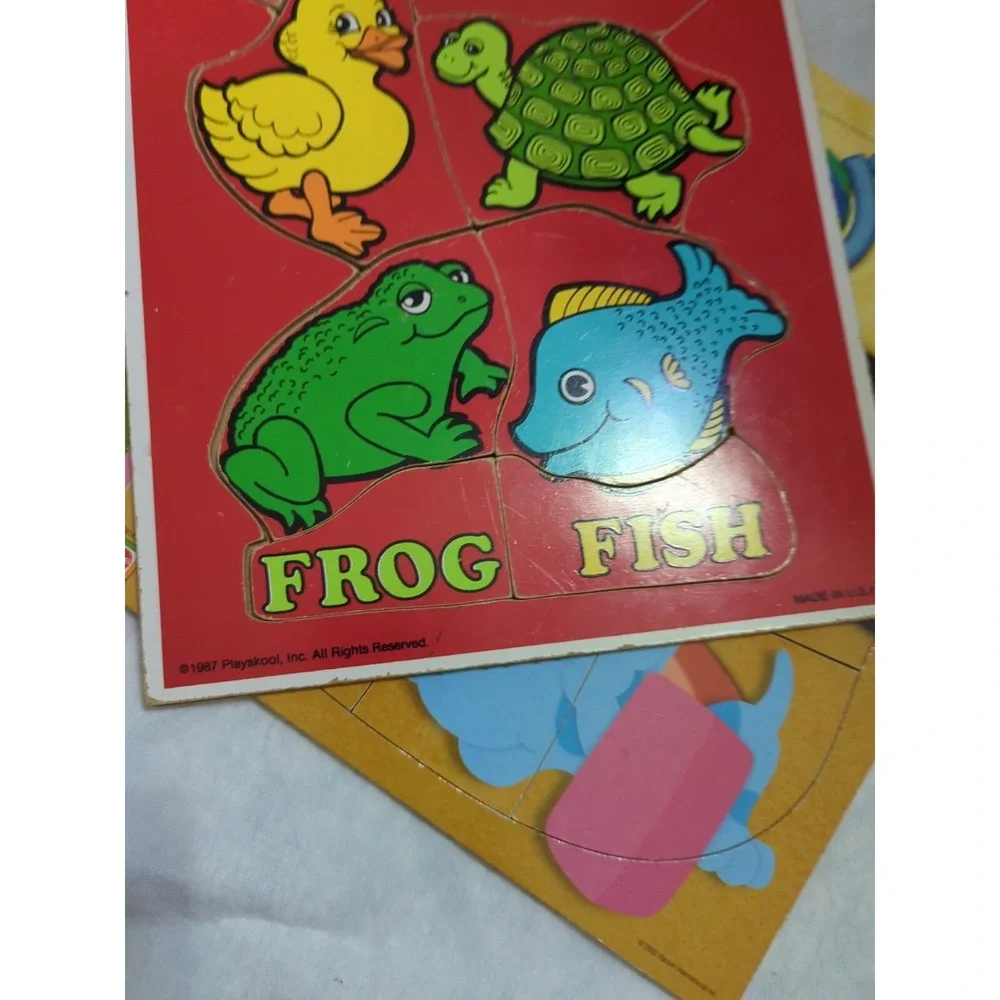 Barney Blues Clues Teletubbies Playskool Swim Wooden Puzzles Vintage lot